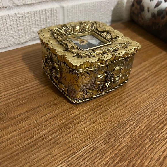 Source Unknown Other - Gold Floral Picture Frame Trinket Box